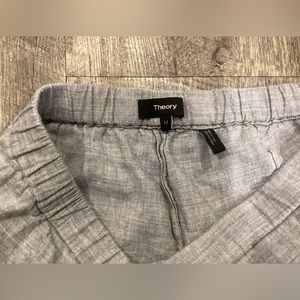 Theory gray linen crop pants
